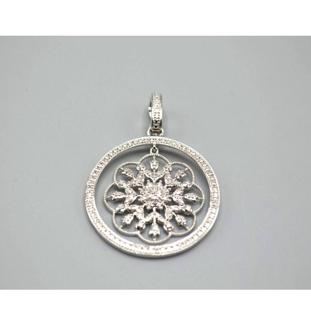 Snowflake Pendant Flower Dangle Sterling Silver Clear Stone R 925 China 7.92g